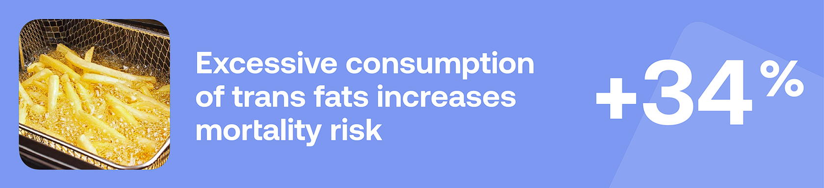 Excessive consumption of trans fats increases mortality risk +34%