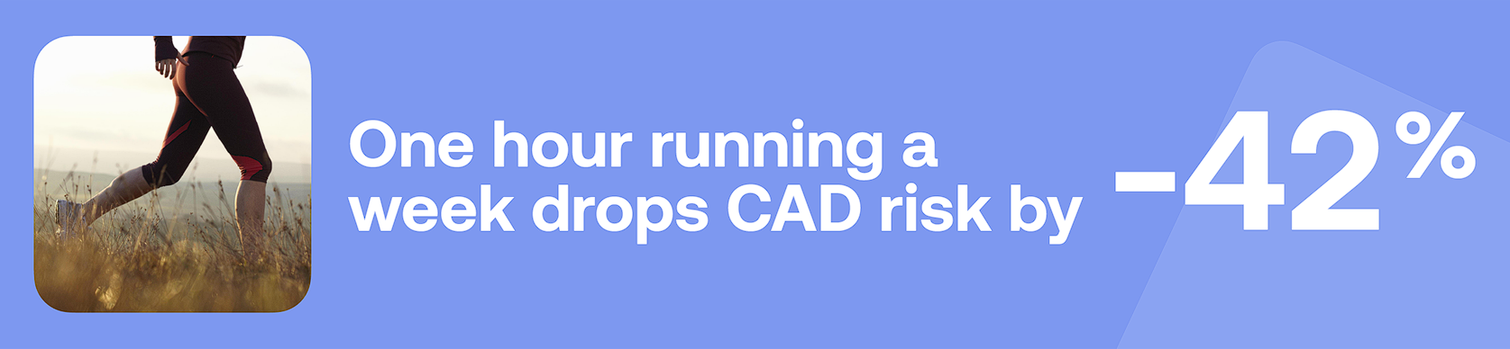 One hour running a week drops CAD risk by -42%