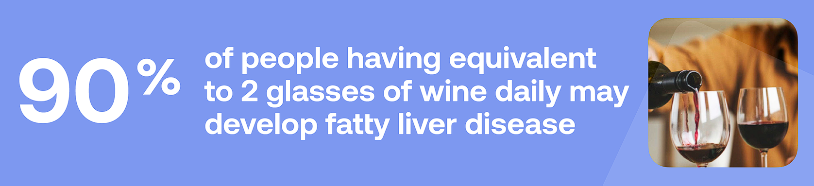 90% of people having equivalent to 2 glasses of wine daily may develop fatty liver disease