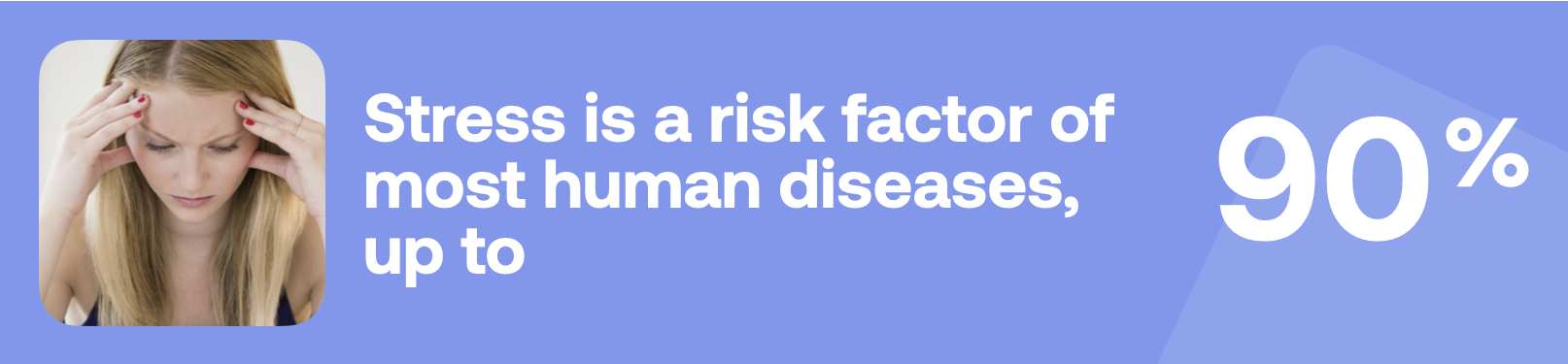 Stress is a risk factor of most human diseases, up to 90%