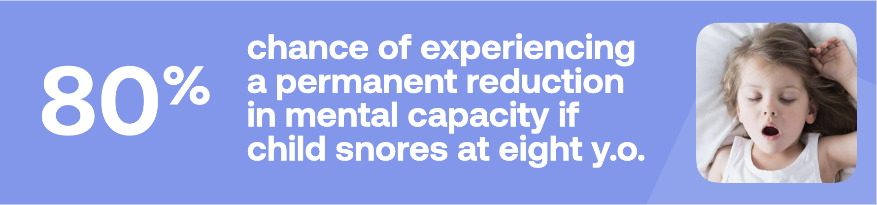 80% chance of experiencing a permanent reduction in mental capacity if child snores at eight y.o.