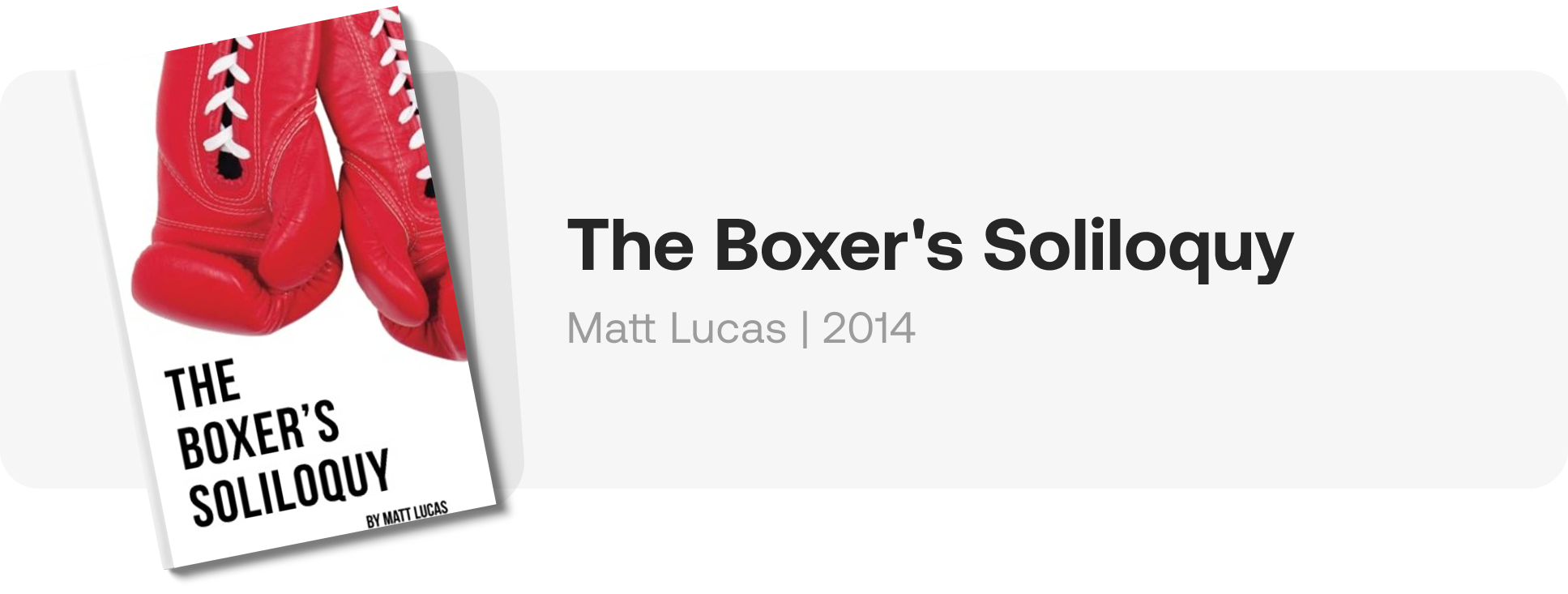 The Boxer's Soliloquy Book Cover Matt Lucas