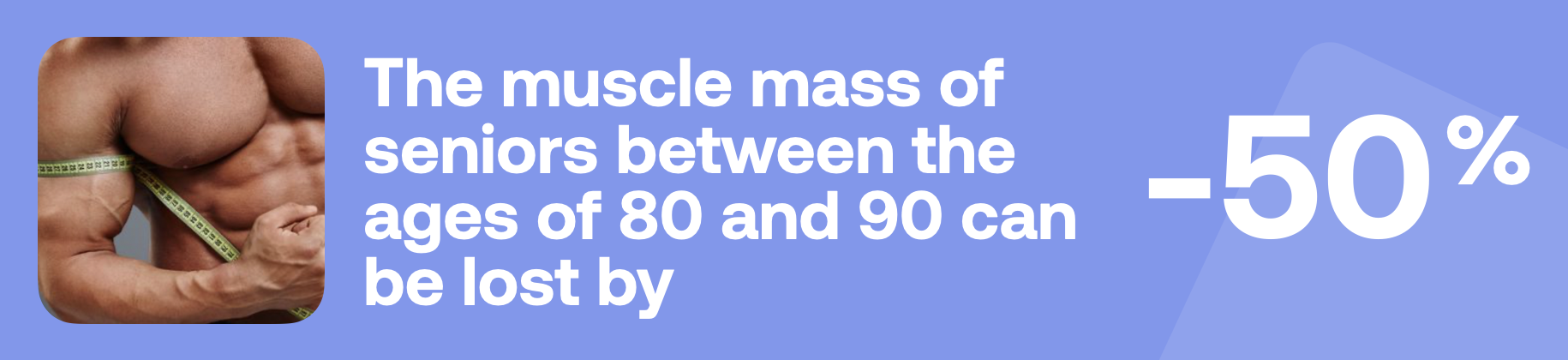 The muscle mass of seniors between the ages of 80 and 90 can be lost by -50%